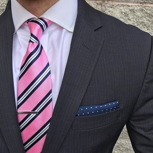Ted Baker London Pink & Gray Striped Tie